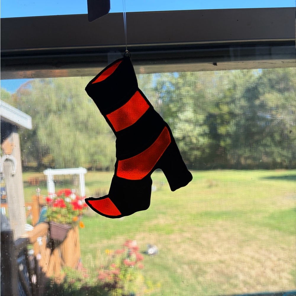 Stained glass Witch Boot Ornament